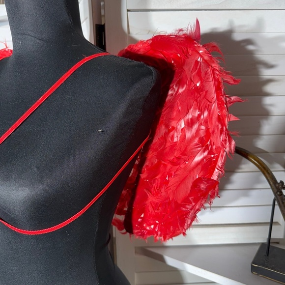 Feather Devil Angel Wings Costume Backpack Red One Size - Picture 4 of 5